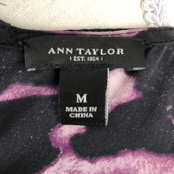3/$20 Ann Taylor Purple Leopard Print Silk Top - Picture 5 of 6